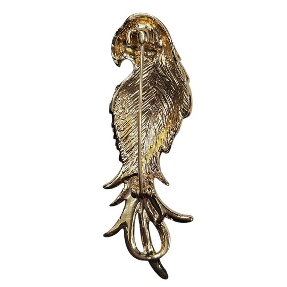 Vintage Colorful Parrot Bird Brooch Pin Rhinestone & Enamel Costume Jewelry - Picture 3 of 4